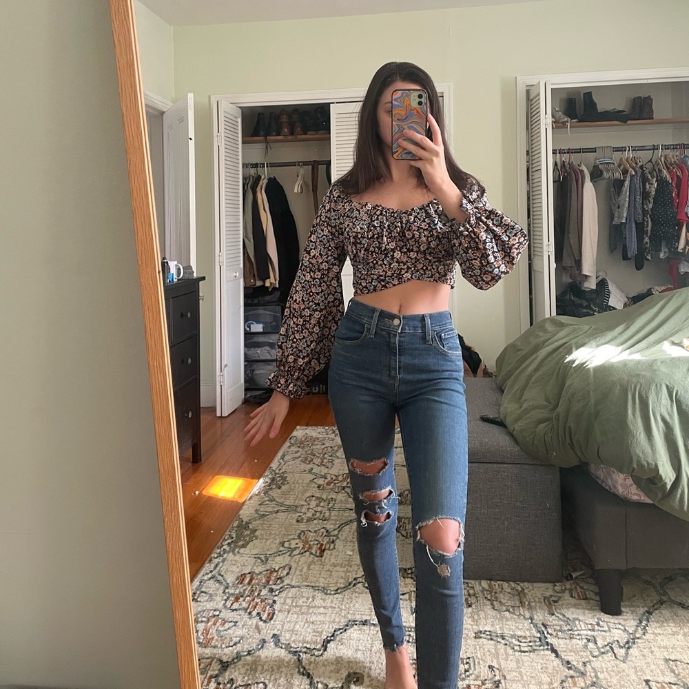 Nasty Gal Floral Wrap Crop Top